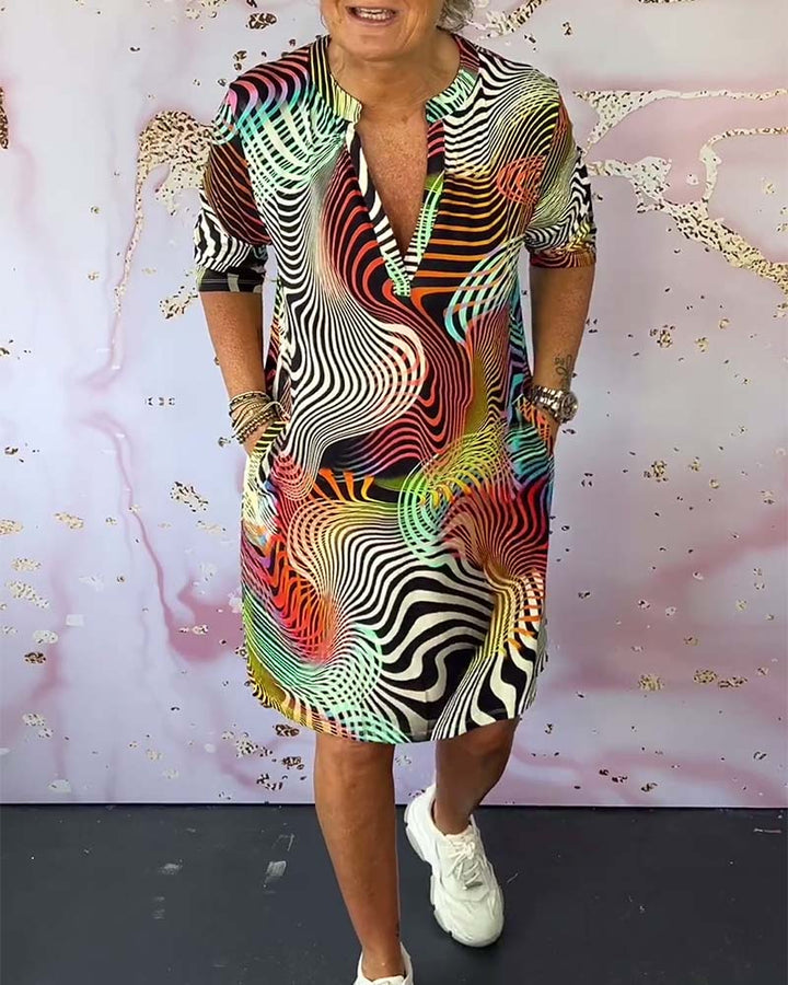MARI™ - Colourful V-Neck Dress