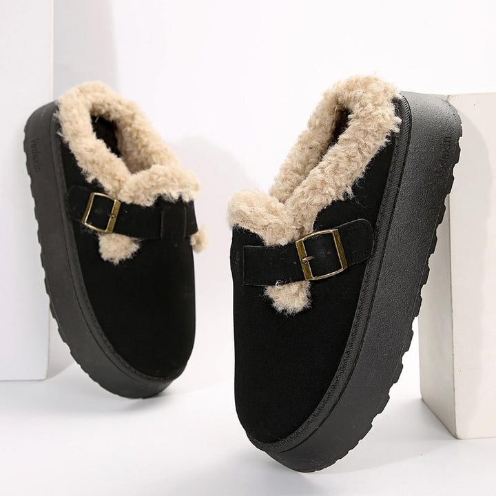 ELLA™ - Women’s Suede Plush Buckle Slip-On Slippers Boots