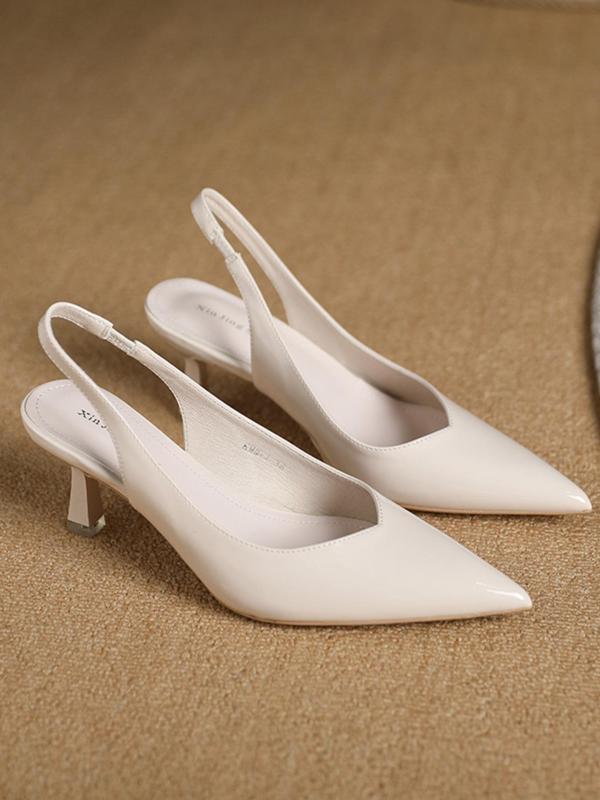 AMIRA™ - Women’s PU Leather Slingback Heels Simple Solid Colour Pointed Toe Pumps