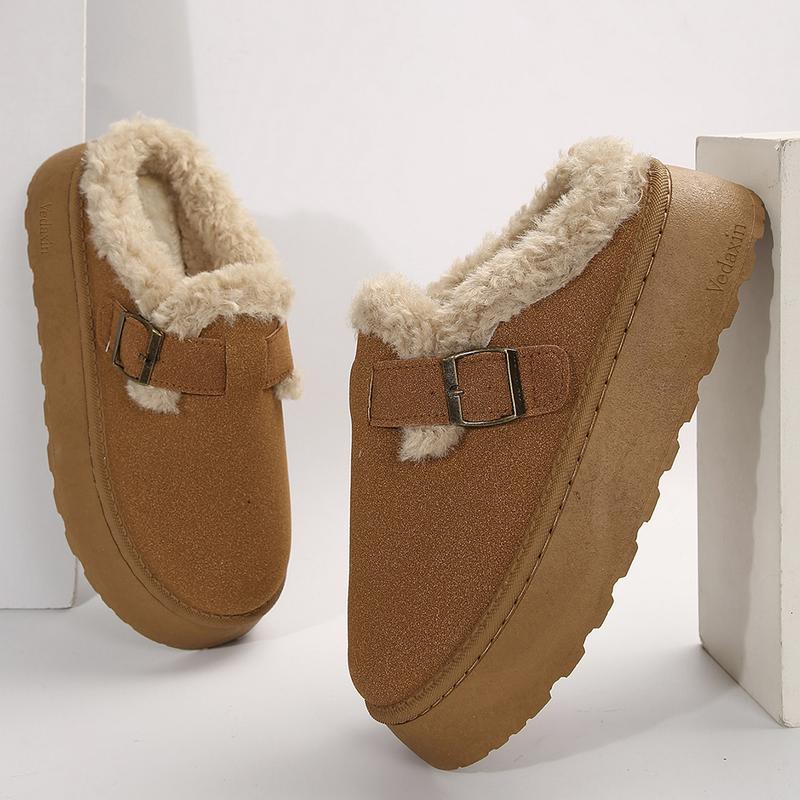 ELLA™ - Women's Suede Plush Buckle Slip-On Slippers Boots