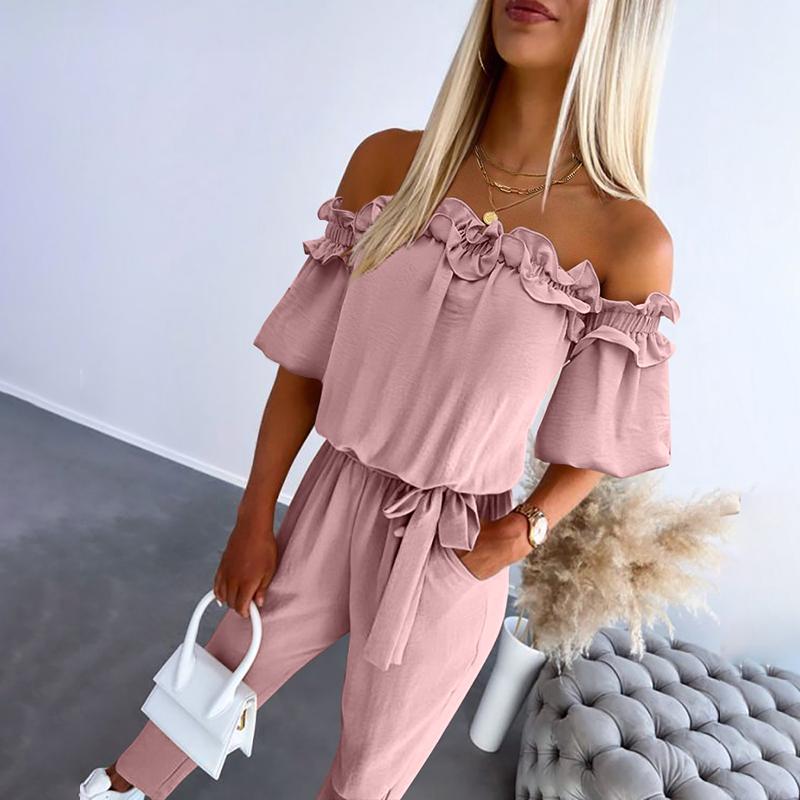 CAMILA™ – Chic Off-Shoulder Frill Tie-Waist Jumpsuit
