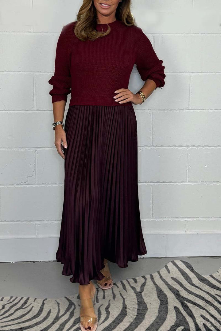 SOPHIA™ - Knitted Jumper & Pleated Satin Skirt