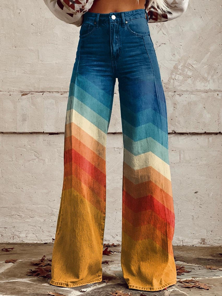 CALLIE™ - Retro Chevron Wide-Leg Trousers