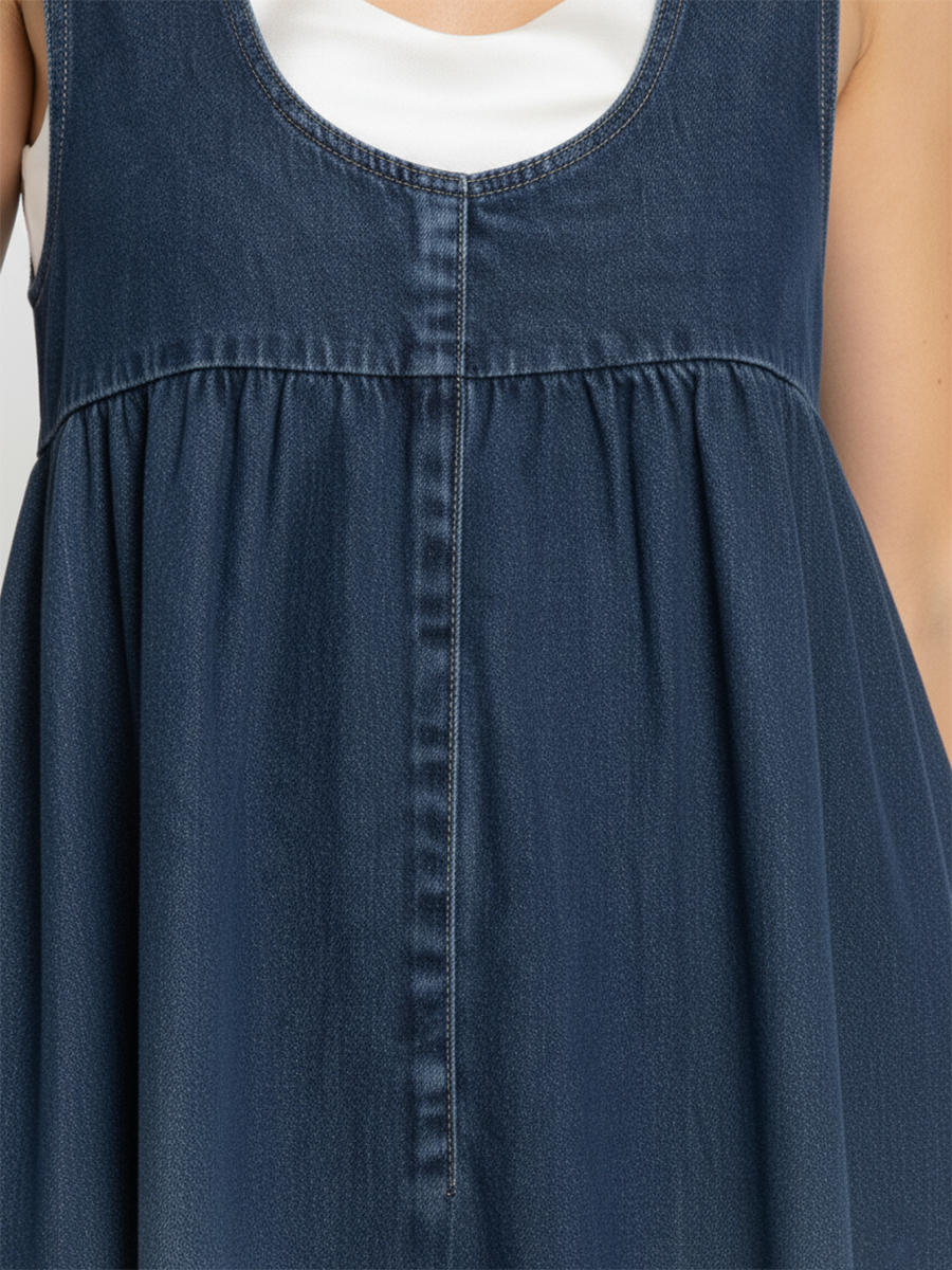 Κάρεν | Vintage Τζιν Μάξι Φόρεμα με Απαλή Αίσθηση Βαμβακιού και Επεξεργασία Washed