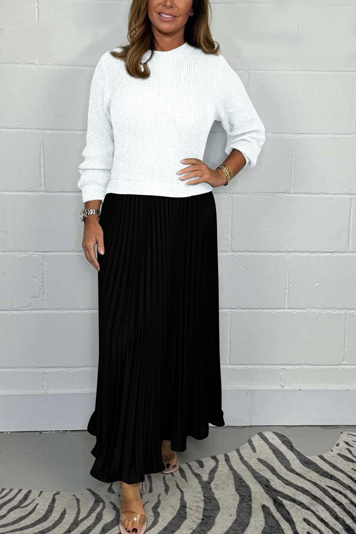 SOPHIA™ - Knitted Jumper & Pleated Satin Skirt