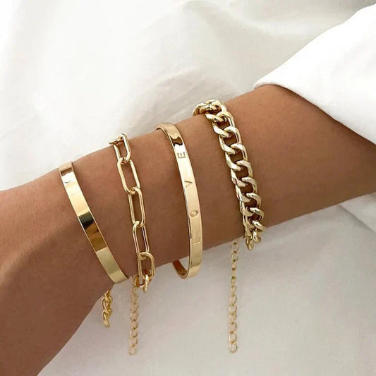 Modern Gold Bracelet Set