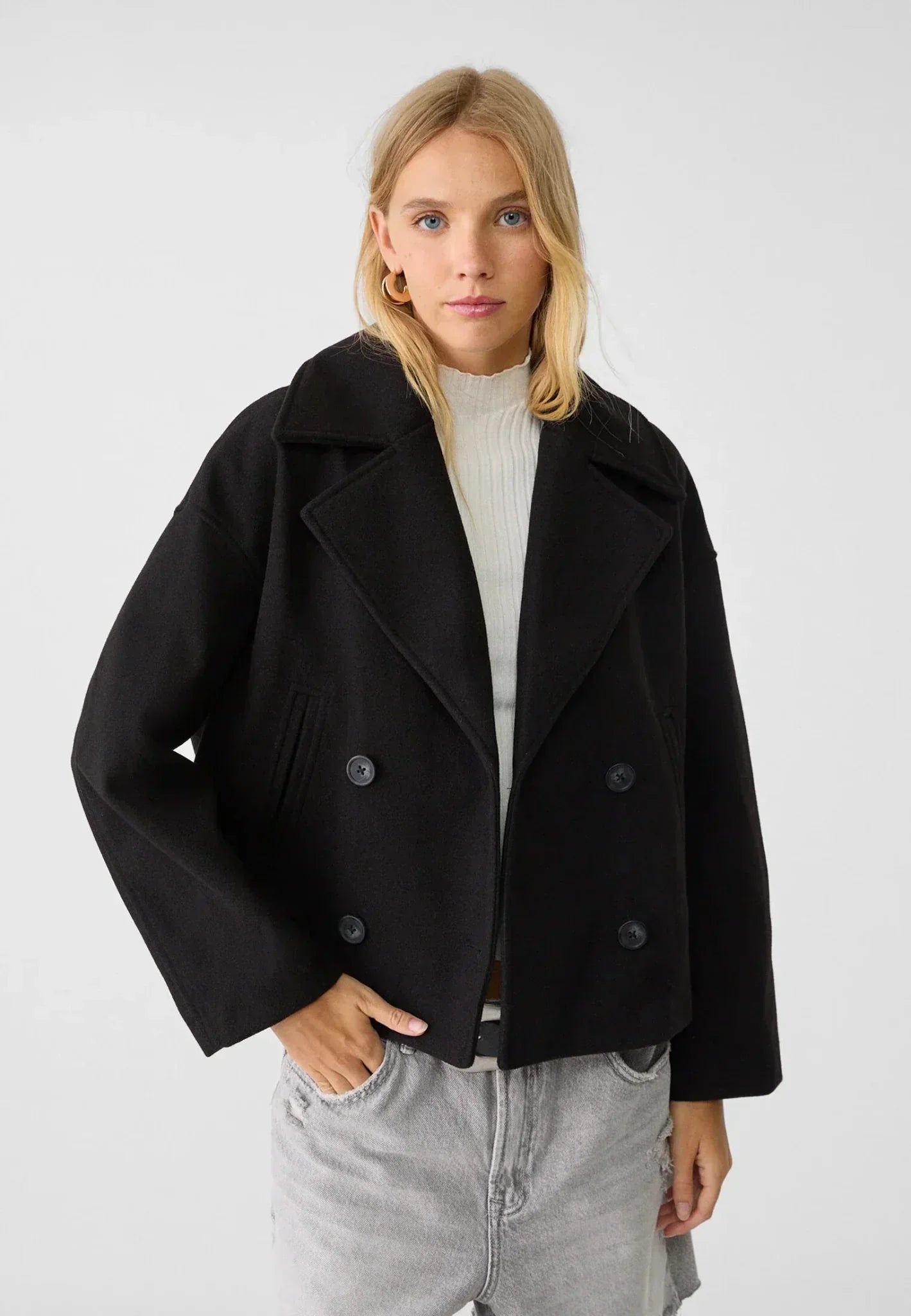 Women's Short Double Breasted Coat with Warm, Luxury Look Stylish Short Coat | Birgit
