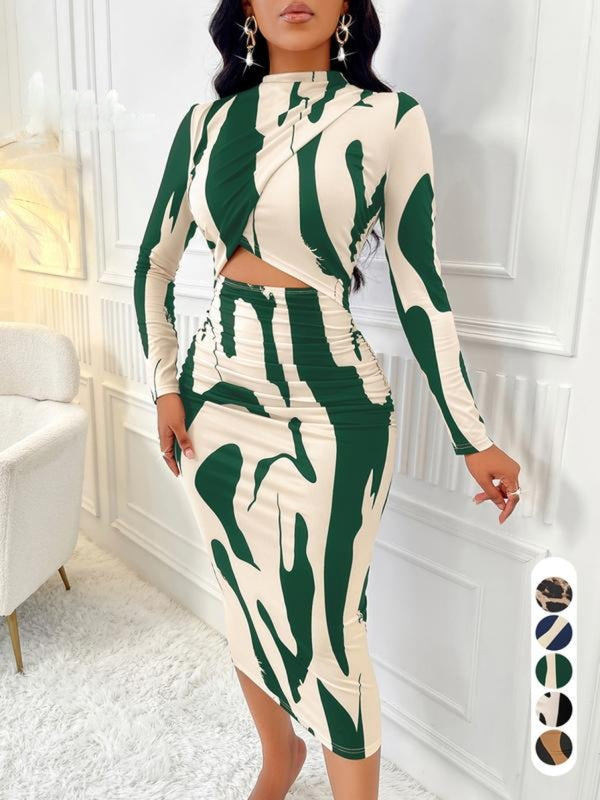 ARA™ - Colourblock Print Cut-Out Bodycon Dress for Spring & Autumn