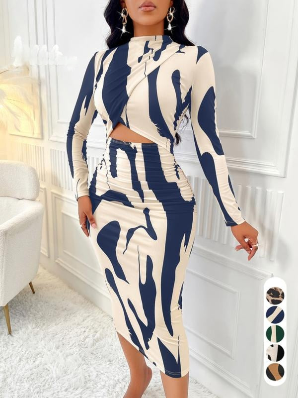 ARA™ - Colourblock Print Cut-Out Bodycon Dress for Spring & Autumn